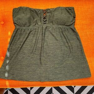 Dark Green Strapless Tankini Swim Top - Mossimo Small EUC